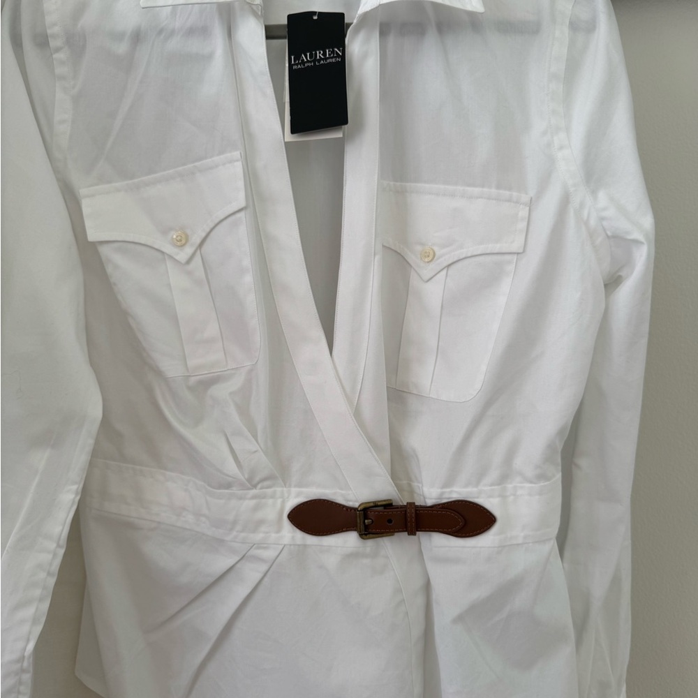 Lauren White Belted Blouse